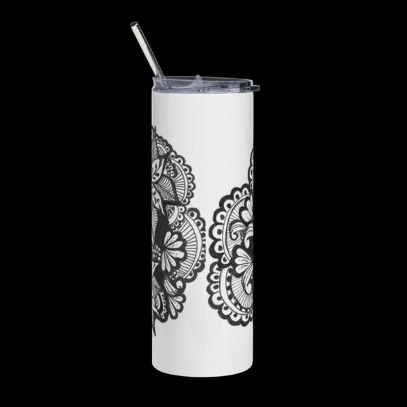 BW Victory Flower Tumbler by Momma Balisti - 20oz Stainless Steel Tumbler - Picture 4 of 4